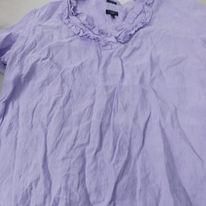 Talbotts Lavender short sleeve Irish linen blouse Size 2x